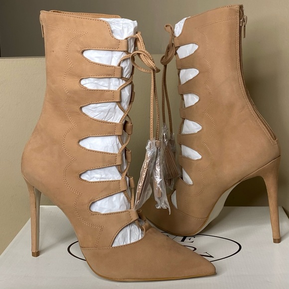 Steve Madden Piper Tan Leather Lace up Pump Bootie - Picture 2 of 11